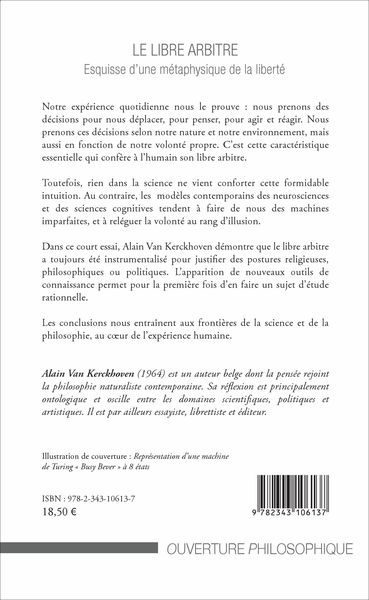 Le libre arbitre, Esquisse d'une métaphysique de la liberté (9782343106137-back-cover)