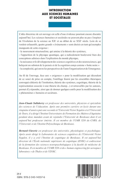 Introduction aux sciences humaines et sociétales (9782343143576-back-cover)