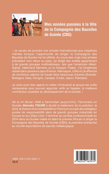 Mes années passées à la tête de la Compagnie des Bauxites de Guinée (CBG) (9782343163574-back-cover)