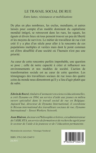 Le travail social de rue, Entre luttes, résistances et mobilisations (9782343134475-back-cover)
