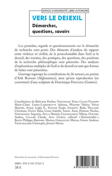 Vers le desexil, Démarches, questions, savoirs (9782343175232-back-cover)