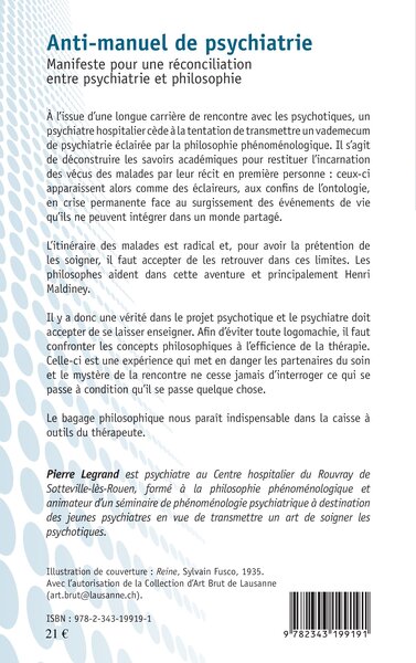 Anti-manuel de psychiatrie, Manifeste pour une réconciliation entre psychiatrie et philosophie (9782343199191-back-cover)