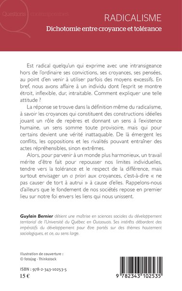 Radicalisme, Dichotomie entre croyance et tolérance (9782343102535-back-cover)