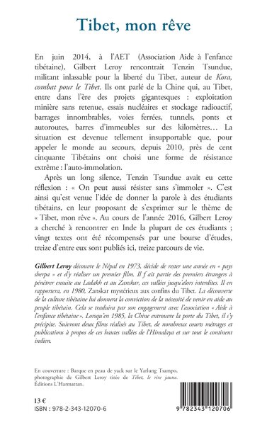 Tibet, mon rêve, Treize parcours de vie (9782343120706-back-cover)