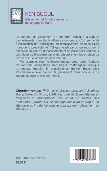 Ken Bugul, Glissement et fonctionnements du langage littéraire (9782343127767-back-cover)