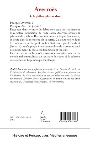Averroès, De la philosophie au droit (9782343137087-back-cover)