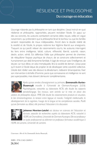 Résilience et philosophie, Du courage en éducation (9782343136905-back-cover)