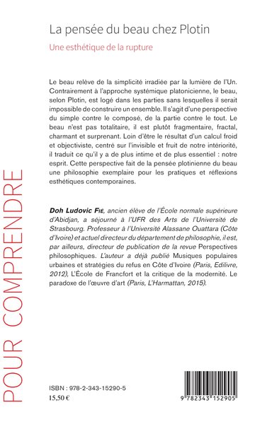 La pensée du beau chez Plotin, Une esthétique de la rupture (9782343152905-back-cover)