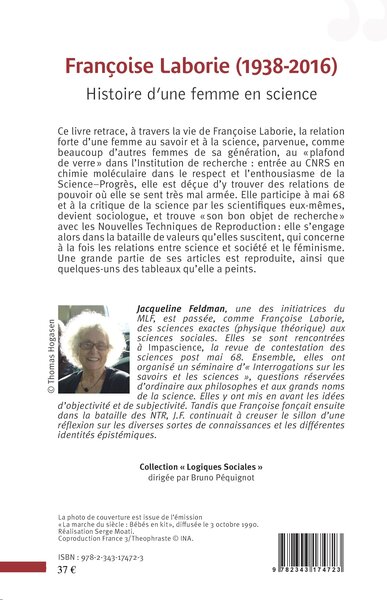 Françoise Laborie (1938-2016), Histoire d'une femme en science (9782343174723-back-cover)