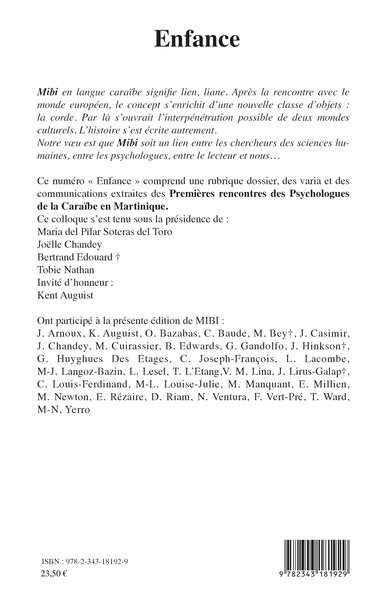 Enfance, Revue de l'Association des Psychologues de la Martinique - MIBI n°4 (9782343181929-back-cover)