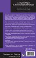 Cahiers du Genre, Analyse critique et féminismes matérialistes, Hors-série 2016 (9782343100074-back-cover)