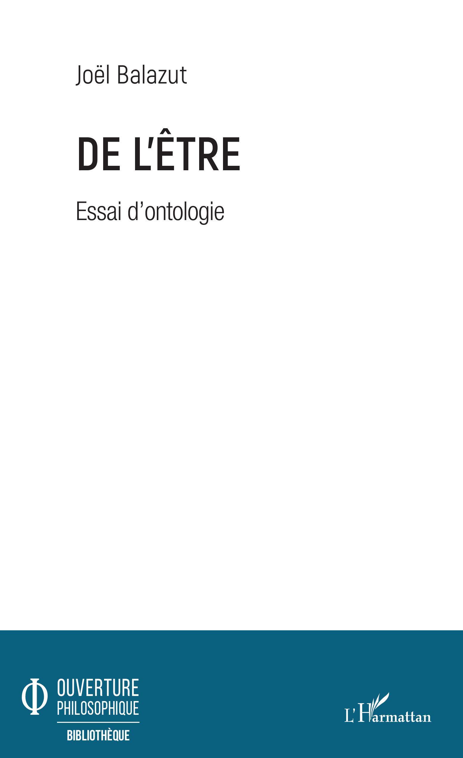 De l'Être, Essai d'ontologie (9782343194912-front-cover)