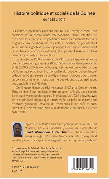 Histoire politique et sociale de la Guinée, de 1958 à 2015 (9782343126029-back-cover)