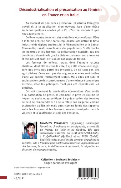 Désindustrialisation et précarisation au féminin en France et en Italie (9782343146690-back-cover)