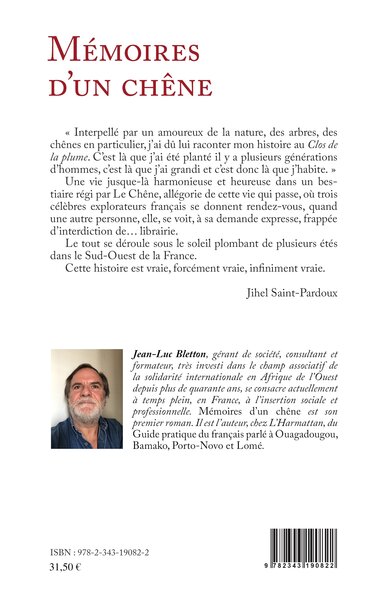 Mémoires d'un chêne, roman (9782343190822-back-cover)
