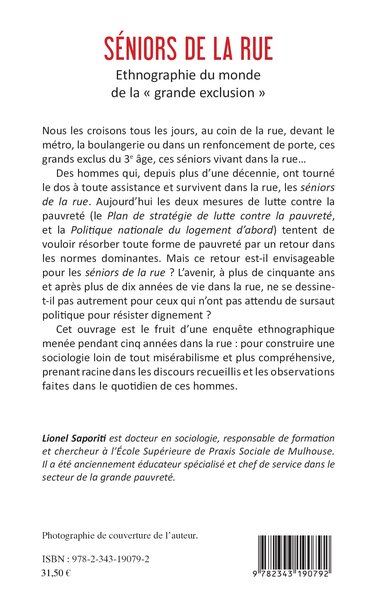 Séniors de la rue, Etnographie du monde de la "grande exclusion" (9782343190792-back-cover)