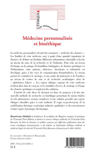 Médecine personnalisée et bioéthique, Enjeux éthiques dans l'échange et le partage des données génétiques (9782343129044-back-cover)