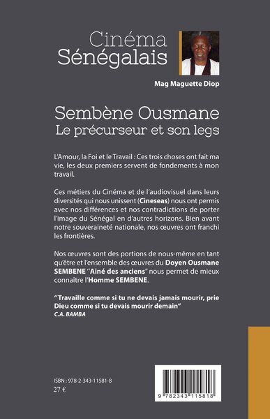 Cinéma sénégalais, Sembène Ousmane le précurseur et son legs (9782343115818-back-cover)