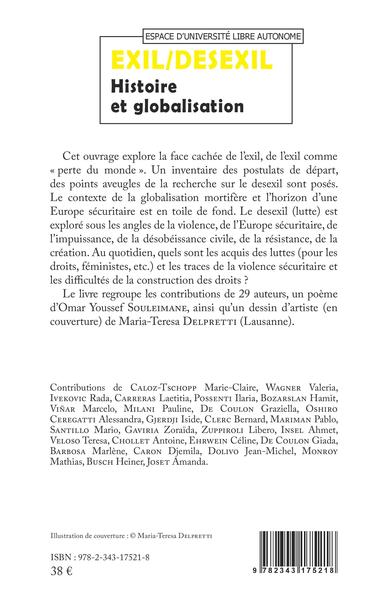 Exil/Desexil, Histoire et globalisation (9782343175218-back-cover)