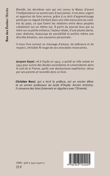 Oujda ou Une enfance marocaine, Journal de ma mère (9782343124025-back-cover)