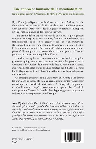 Une approche humaine de la mondialisation, Témoignages croisés d'Africains, de Moyen-Orientaux et d'Européens (9782343110462-back-cover)