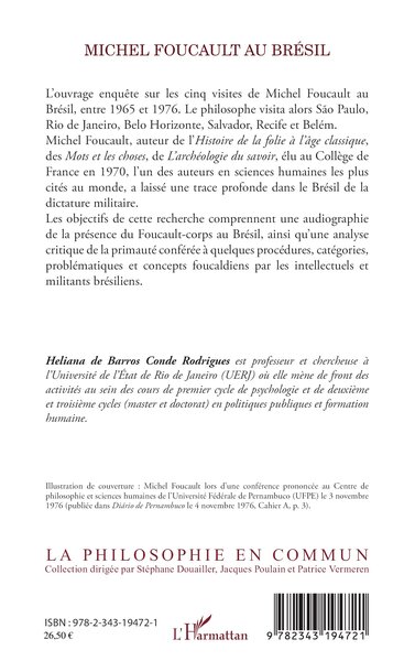 Michel Foucault au Brésil, Présence, effets, résonances (9782343194721-back-cover)