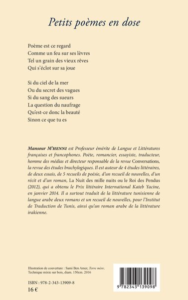 Petits poèmes en dose (9782343139098-back-cover)
