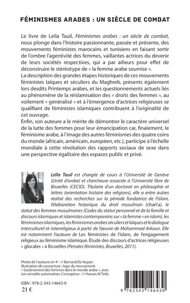 Féminismes arabes : un siècle de combat, Les cas du Maroc et de la Tunisie (9782343146430-back-cover)