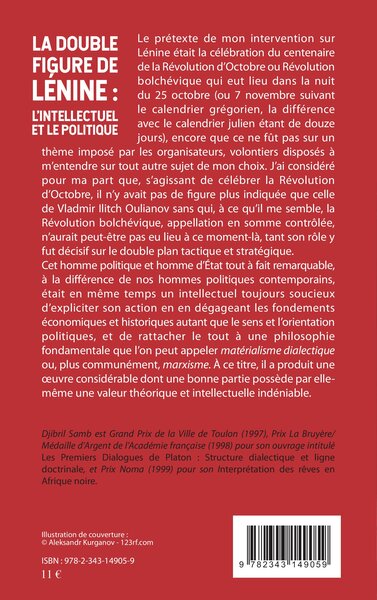 La double figure de Lénine : l'intellectuel et le politique, Conférence prononcée par Djibril Samb à l'occasion de la commémorat (9782343149059-back-cover)