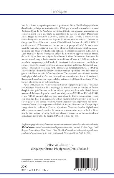 Pierre Naville, Biographie d'un révolutionnaire marxiste - TOME 1 - De la révolution surréaliste à la révolution prolétarienne,  (9782343111827-back-cover)