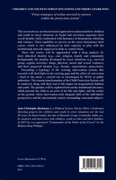 Children and youth in street situations and their capabilities, "From strategies of urban survival to careers within the protect (9782343193212-back-cover)