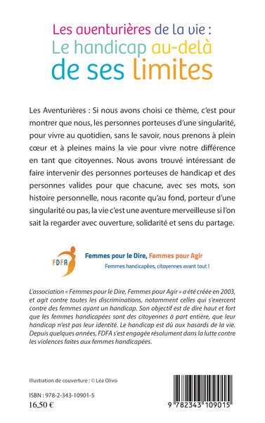 Les aventurières de la vie :, Le handicap au-delà de ses limites (9782343109015-back-cover)