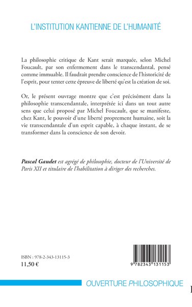 L'institution kantienne de l'humanité (9782343131153-back-cover)