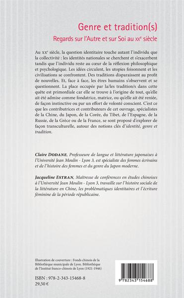 Genre et tradition(s), Regards sur l'Autre et sur Soi au XXe siècle (9782343154688-back-cover)
