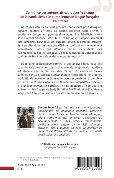 L'entrance des auteurs africains dans le champ de la bande dessinée européenne de la langue française, (1978-2016) (9782343159256-back-cover)