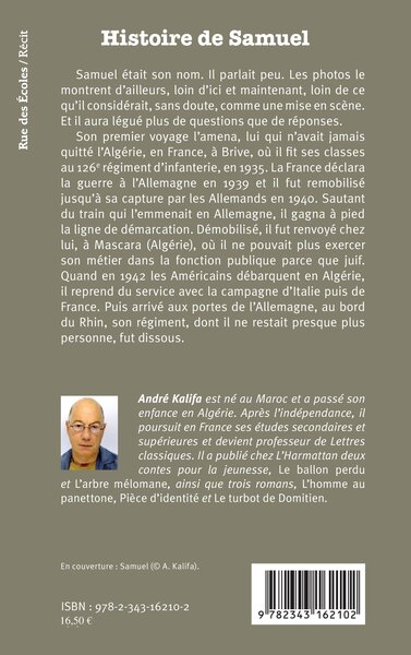 Histoire de Samuel, Entre l'Algérie et la France (9782343162102-back-cover)