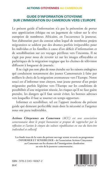 Guide d'information citoyenne sur l'immigration du Cameroun vers l'Europe, Actions citoyennes au Cameroun (9782343160672-back-cover)