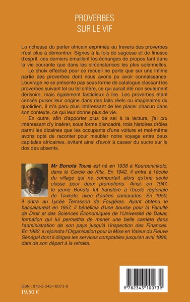 Proverbes sur le vif, Recueil de proverbes africains (9782343100739-back-cover)