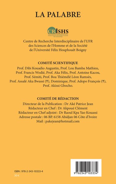 Le Coeur, La Palabre n°2 2016 (9782343103334-back-cover)