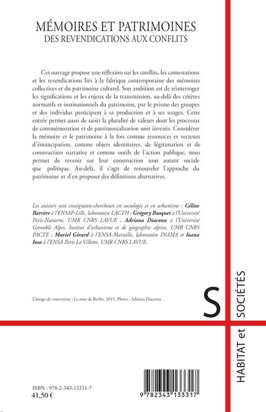 Mémoires et patrimoines, Des revendications aux conflits (9782343133317-back-cover)