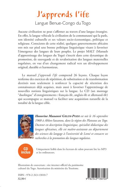 J'apprends l'ife, Langue Benue-Congo du Togo (9782343138107-back-cover)