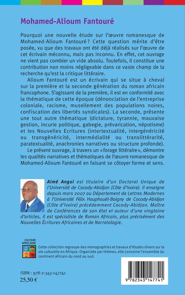 Mohamed-Alioum Fantouré thématique et techniques narratives dans l'oeuvre romanesque d'un écrivain guinéen (9782343147741-back-cover)