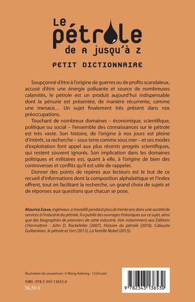 Pétrole de A jusqu'à Z, Petit dictionnaire (9782343136530-back-cover)