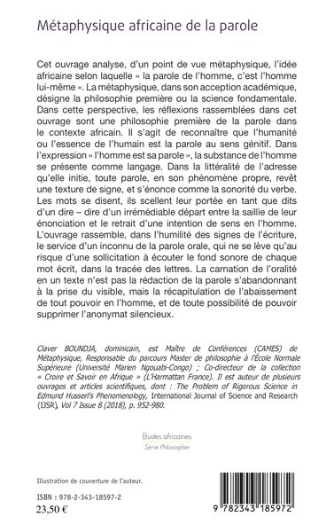 Métaphysique africaine de la parole (9782343185972-back-cover)