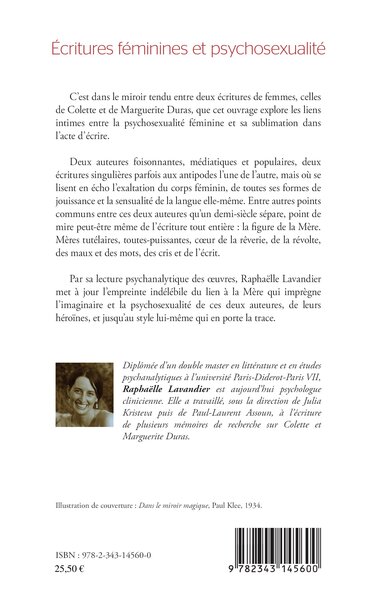 Écritures féminines et psychosexualité, L'empreinte indélébile du lien à la Mère chez Colette et Marguerite Duras (9782343145600-back-cover)