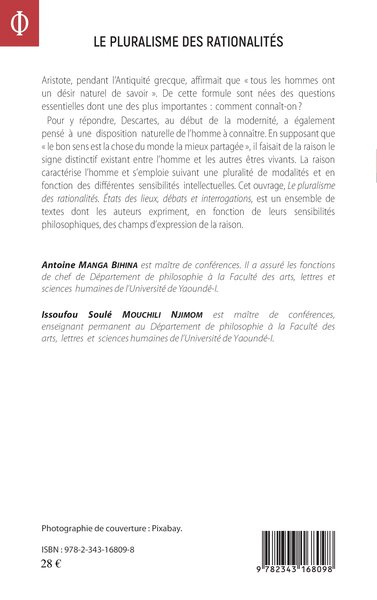 Le pluralisme des rationalités, Etat des lieux, débats et interrogations (9782343168098-back-cover)