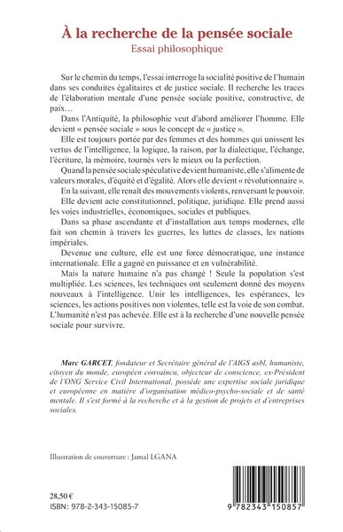 À la recherche de la pensée sociale, Essai de philosophie (9782343150857-back-cover)