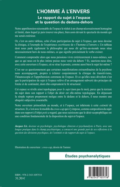 L'homme à l'envers, Le rapport du sujet à l'espace et la question du dedans-dehors (9782343105758-back-cover)