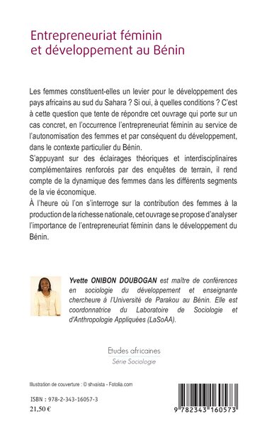 Entrepreneuriat féminin et développement au Bénin (9782343160573-back-cover)