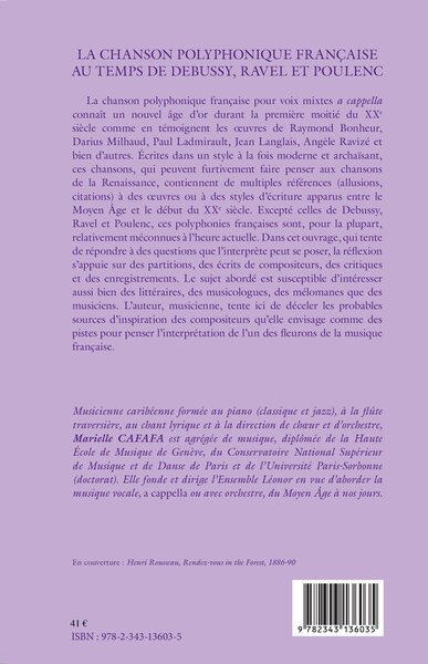 La chanson polyphonique française au temps de Debussy, Ravel et Poulenc (9782343136035-back-cover)